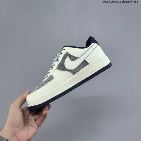 Nike Air Force 1 07 LV8 JR8888 004 Off White Grey Navy Blue EU 36 45 Skate Shoe EU 36-45 - Unisex (BS-60007)