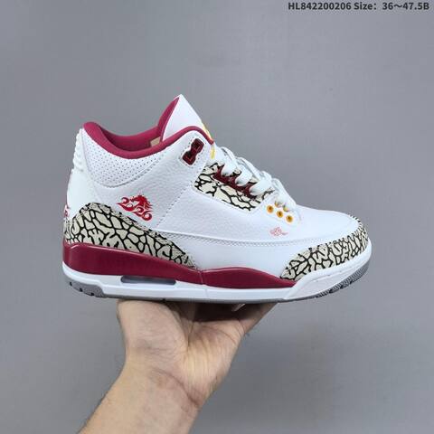 Air Jordan 3 Retro Cardinal Red AIR JORDAN 3 Aj3 Lifestyle (BS-66684)