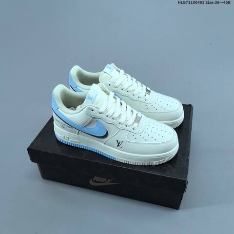 Nike Air Force 1 07 LV8 Off White Black Light Blue EU 36-45 Sneaker - Unisex (BS-60961)