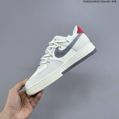 Nike Air Force 1 07 LV8 Off White Grey Red Navy Blue EU 36-45 Sneaker - Unisex (BS-61818)