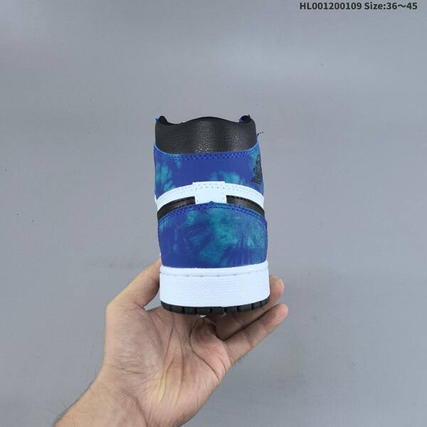 Nike Air Jordan 1 High OG black/blue/white tie-dye 36~45 basketball
