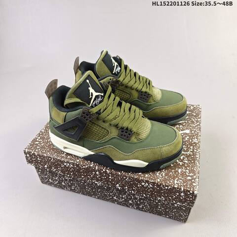 PK Air Jordan Retro Olive Canvas FB9927-200 AJ4 4 Lifestyle (BS-67672)
