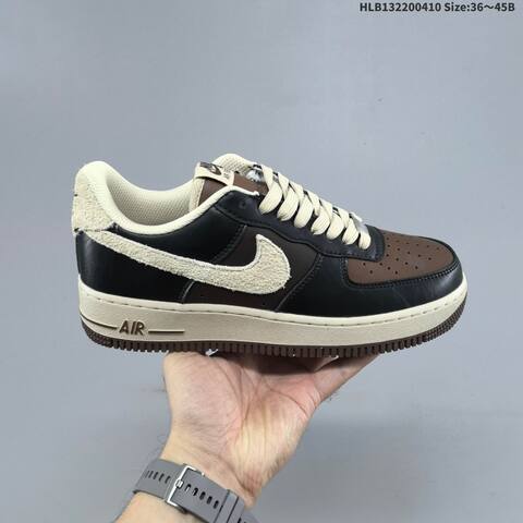 Nike Air Force 1 07 Low Black Tan Brown Beige EU 36-45 Sneaker - Unisex (BS-60842)