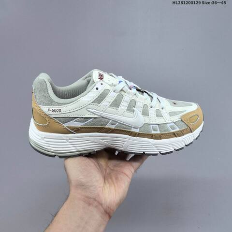 Nike P-6000 Light Grey White Tan Red EU 36-45 Running Shoe - Unisex (BS-61674)