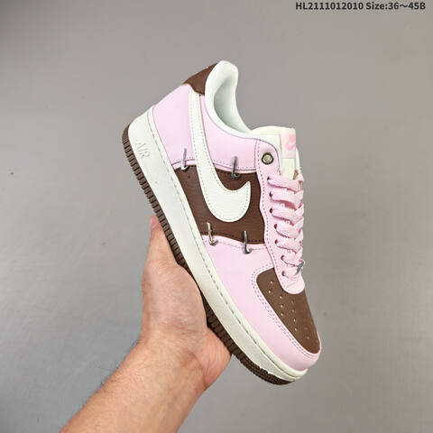Nike Air Force 1 07 Low Pink White Brown Silver EU 36-45 Sneaker - Unisex (BS-62802)