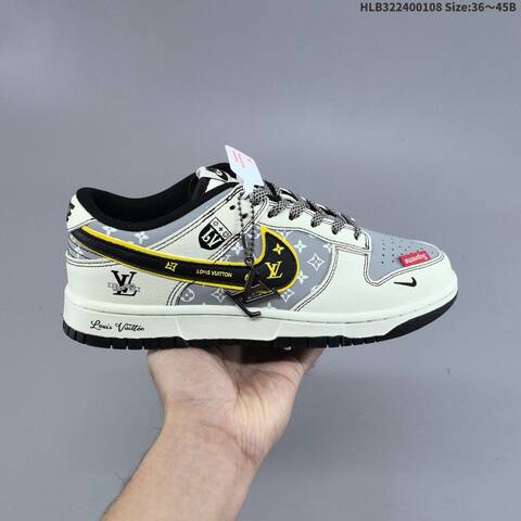 Nike Dunk Low Off White Grey Black Yellow EU 36-45 Skate Shoe - Unisex (BS-62133)