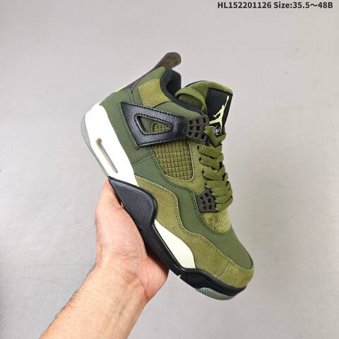 PK Air Jordan Retro Olive Canvas FB9927-200 AJ4 4 Lifestyle (BS-67672)