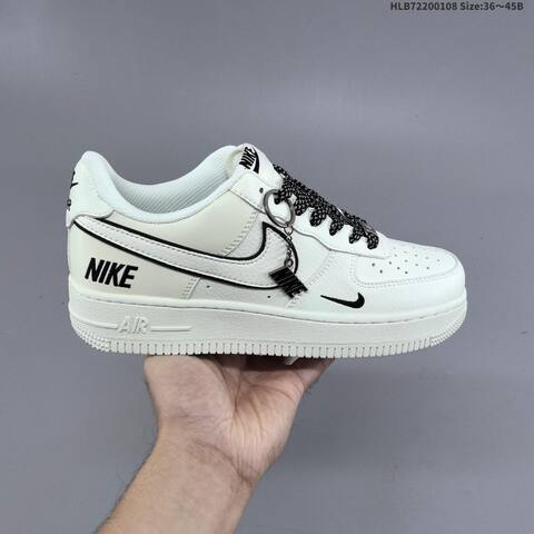 Nike Air Force 1 07 White Gray Black EU 36-45 Sneaker - Unisex (BS-62139)