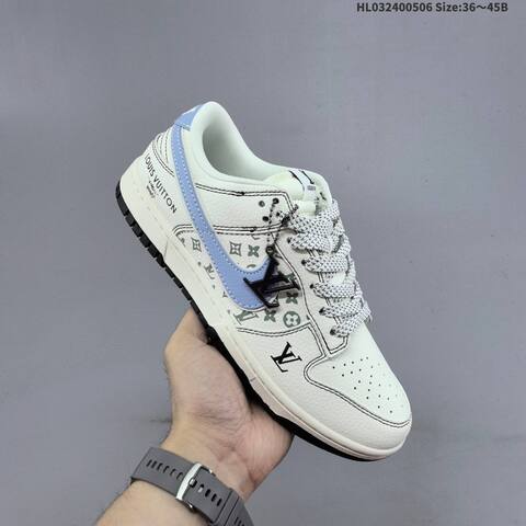 Nike Dunk Low Louis Vuitton Custom Off White Light Blue Black Green EU 36-45 Skate Shoe - Unisex (BS-60470)