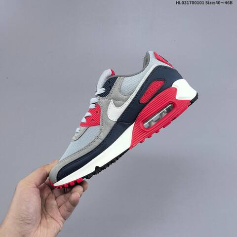 Nike Air Max 90 Grey Black White Red Navy EU 40-46 Running Shoe - Men's (BS-62278)