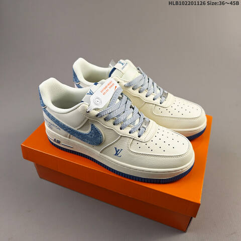 Nike Air Force 1 07 LV8 White Blue EU 36-45 Skate Shoe - Unisex (BS-63052)