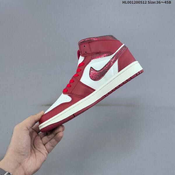 Jordan Air Jordan 1 Mid Red/White Cracked Leather EU 36-45 basketball