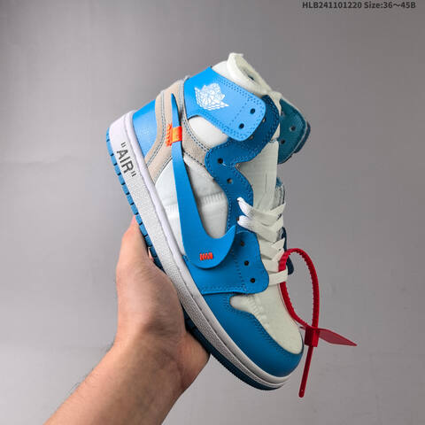 OFF-WHITE x Air Jordan 1 Retro High OG UNC AIR JORDAN 1 Aj1 Lifestyle (BS-67340)