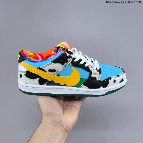 Nike SB Dunk Low Pro QS Chunky Dunky CU3244 100 White Black Blue Yellow Green EU 36 45 Skate Shoe EU 36-45 - Unisex (BS-62299)