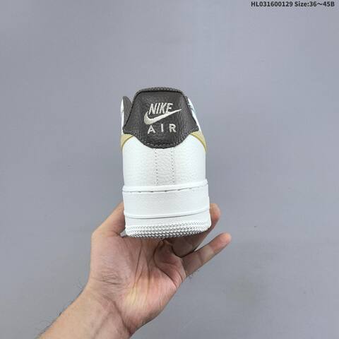 Nike Air Force 1 07 White Dark Brown Gold Yellow EU 36-45 Sneaker - Unisex (BS-61666)
