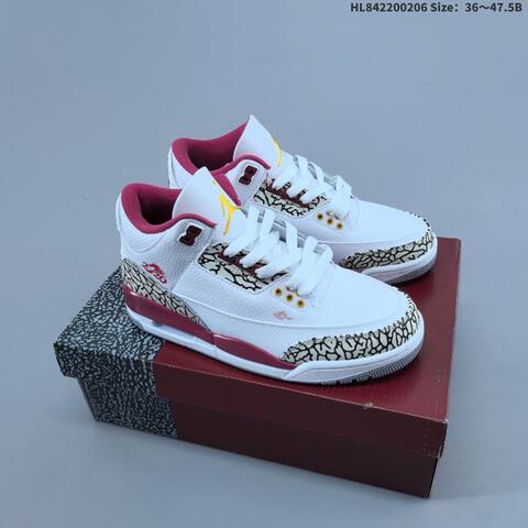 Air Jordan 3 Retro Cardinal Red AIR JORDAN 3 Aj3 Lifestyle (BS-66684)