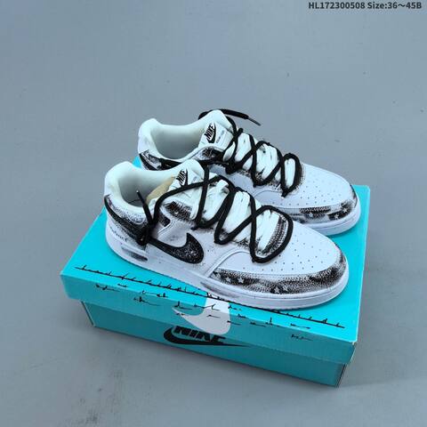 Nike Court Vision Low White Black Grey EU 36-45 Skate Shoe - Unisex (BS-60441)