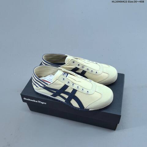 Onitsuka Tiger Mexico 66 Paraty Slip On Black White And Blue White EU 36 To 45 Sneaker Casual Sneakers - Unisex (BS-68876)