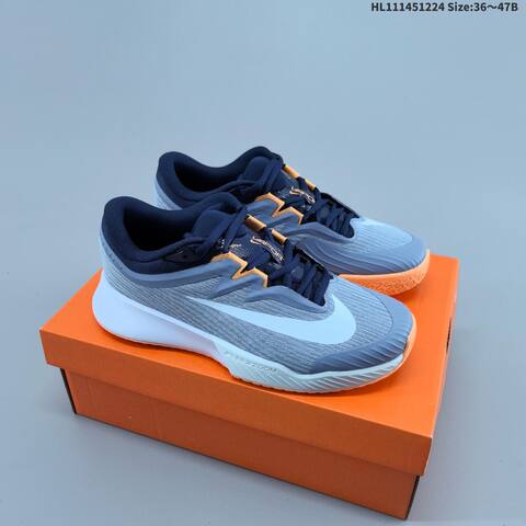 Nike M ZOOM VAPOR PRO 3 HC Grey Navy Blue Orange White EU 36-47 Tennis Shoe - Unisex (BS-62487)