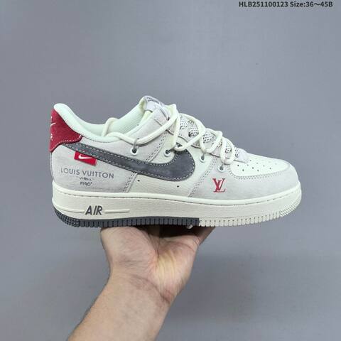 Nike Air Force 1 07 LV8 Off White Grey Red Navy Blue EU 36-45 Sneaker - Unisex (BS-61818)