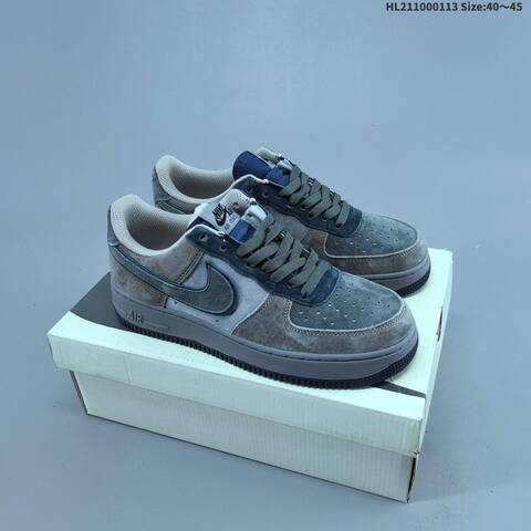 Nike Air Force 1 07 Low Light Grey White Blue Orange EU 36-45 Sneaker - Unisex (BS-62003)
