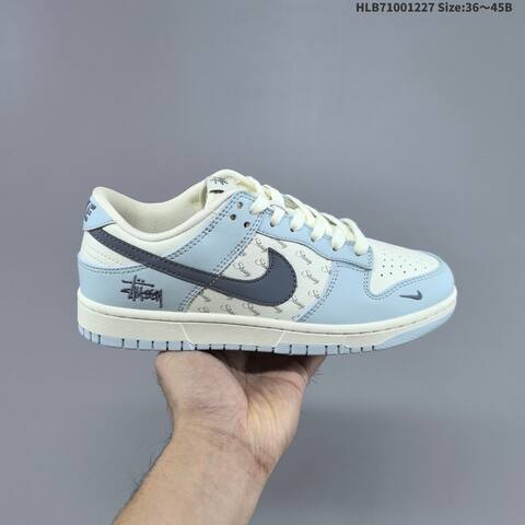 Nike SB Dunk Low Stussy Sail Light Blue Dark Grey EU 36-45 Skate Shoe - Unisex (BS-62382)