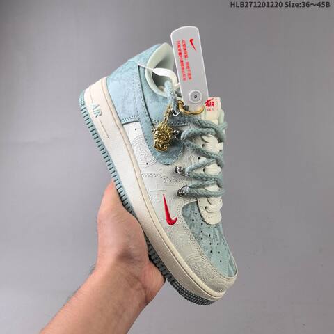 Nike Air Force 1 07 LV8 Light Blue Off White Red EU 36-45 Sneaker - Unisex (BS-62553)