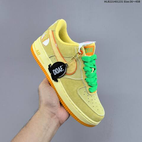 Nike Air Force 1 Low Khaki Bright Green Pale Yellow Orange EU 36-45 Sneaker - Unisex (BS-62303)