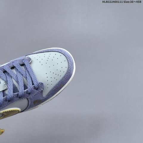 Nike Dunk Low Retro DIY Light Grey Purple Gold White EU 36-45 Skate Shoe - Unisex (BS-62058)