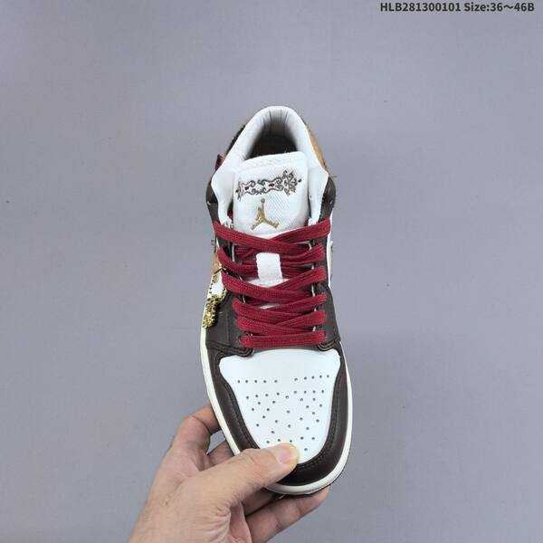 Nike Air Jordan 1 Low white/brown/red leopard print 36~46 lifestyle