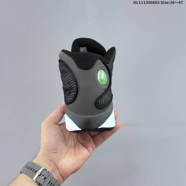 Nike Air Jordan 13 black/white/gray with green hologram EU 36-47 basketball