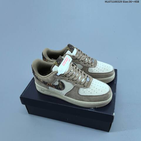 Nike Air Force 1 07 Light Beige Dark Brown Off White Blue EU 36-45 Sneaker - Unisex (BS-61059)