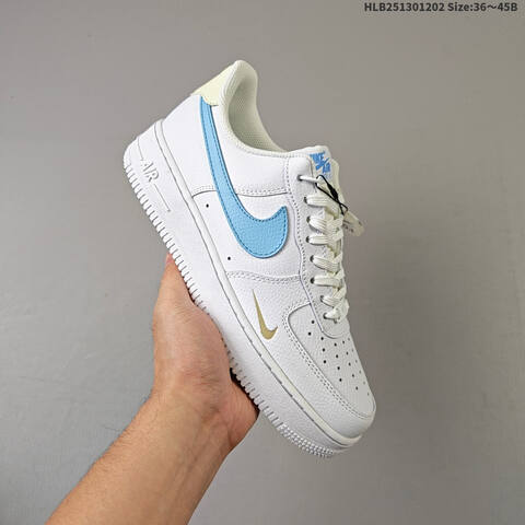 Nike Air Force 1 07 White Light Blue Gold EU 36-45 Skate Shoe - Unisex (BS-62883)