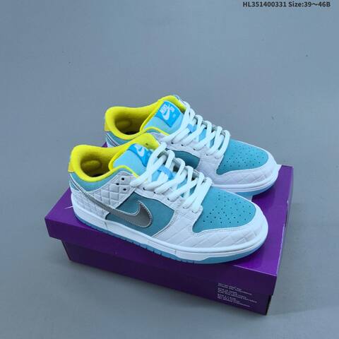Nike SB Dunk Low Pro FTC White Light Blue Silver Yellow EU 39-46 Skate Shoe - Unisex (BS-61006)