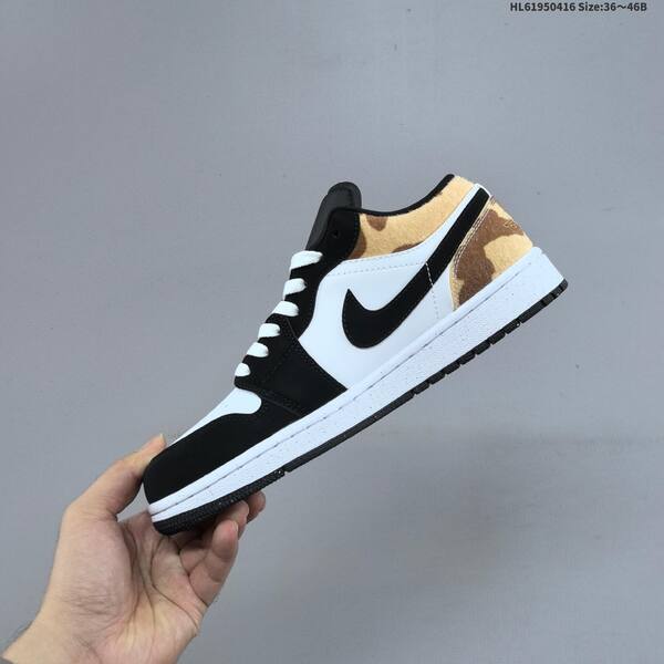 Jordan Air Jordan 1 Low black/white/tan pony hair and navy/white/light blue EU 36-46 basketball
