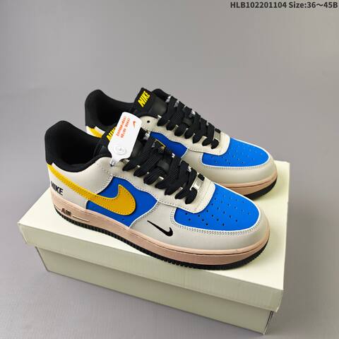 Nike Air Force 1 Low Beige Black Blue Yellow EU 36-45 Sneaker - Unisex (BS-63897)