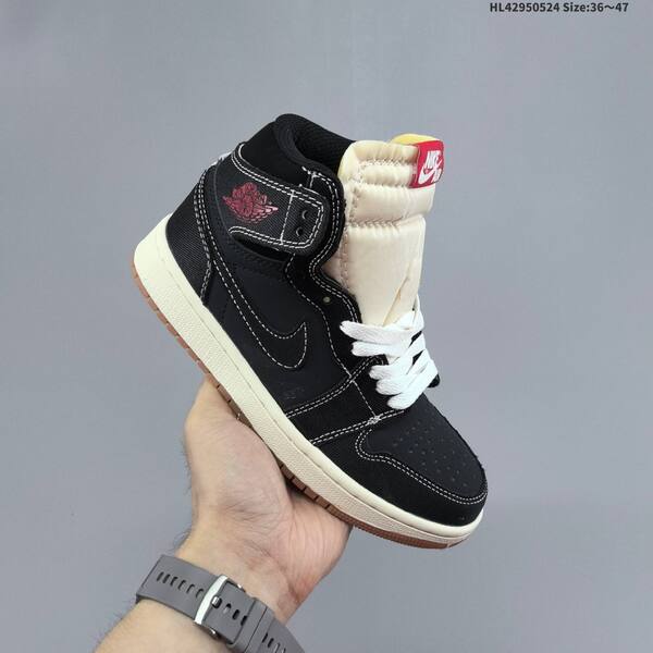 Nike Air Jordan 1 Retro Mid black/cream/white with red accents 36~47 basketball
