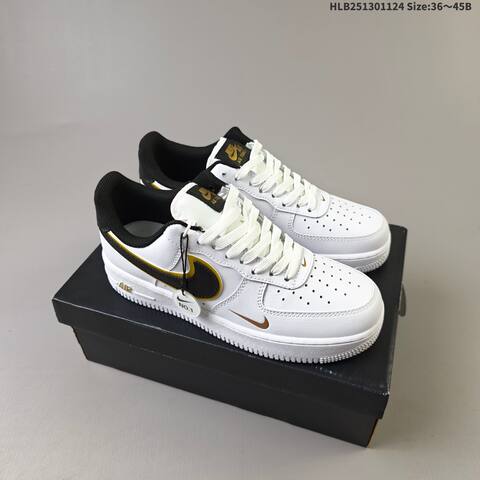 Nike Air Force 1 07 White Black Gold EU 36-45 Sneaker - Unisex (BS-63130)