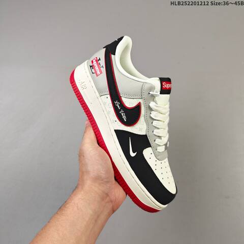 Nike Air Force 1 07 LV8 Off White Black Red Grey EU 36-45 Sneaker - Unisex (BS-62736)