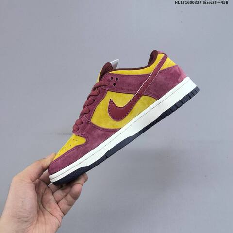 Nike SB Dunk Low Pro Burgundy Yellow Sail Black EU 36-45 Skate Shoe - Unisex (BS-61097)