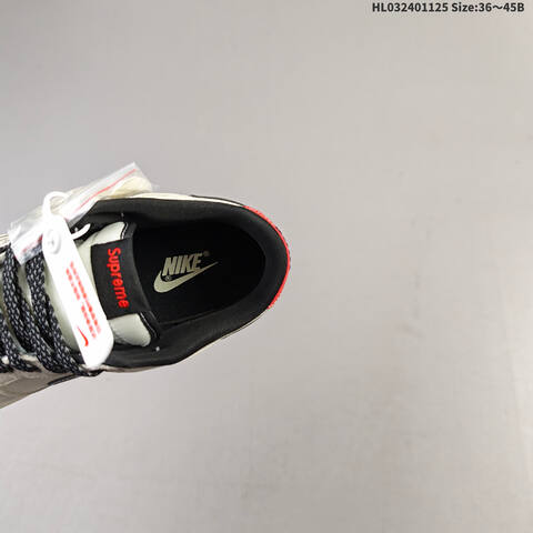 Nike SB Dunk Low Supreme Light Grey Black Red White EU 36-45 Skate Shoe - Unisex (BS-63114)