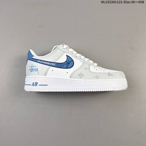 Nike Air Force 1 Low 07 White Light Grey Blue EU 36-45 Sneaker - Unisex (BS-63354)