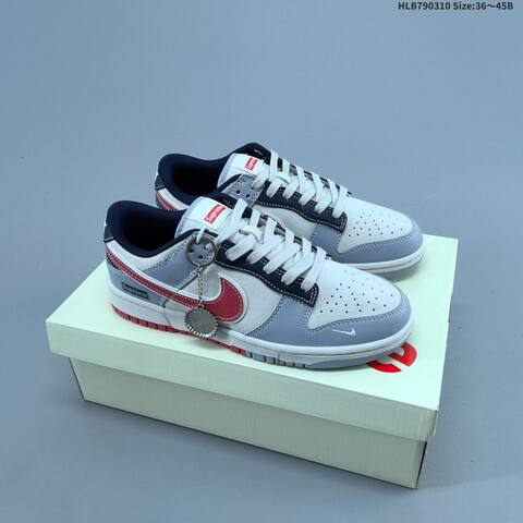 Nike SB Dunk Low White Gray Red Navy EU 36-45 Skate Shoe - Unisex (BS-61387)