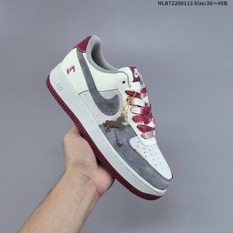 Nike Air Force 1 07 LV8 Off White Grey Burgundy Pink EU 36-45 Skate Shoe - Unisex (BS-62020)