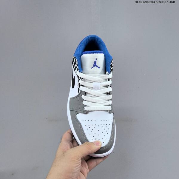 Jordan Air Jordan 1 Low white/gray/blue/black with elephant print 36~46B casual