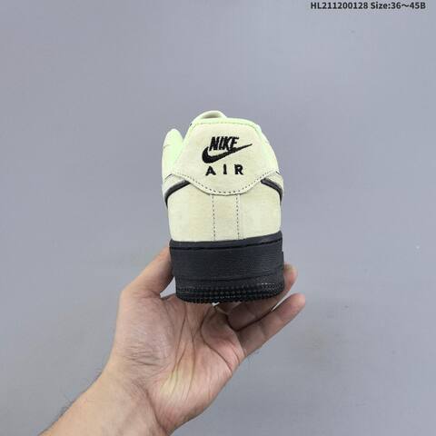Nike Air Force 1 07 Light Beige Black Neon Green EU 36-45 Sneaker - Unisex (BS-61704)