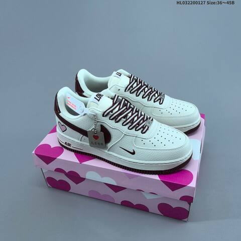 Nike Air Force 1 07 Low Off White Black Burgundy Gray EU 36-45 Skate Shoe - Unisex (BS-61715)