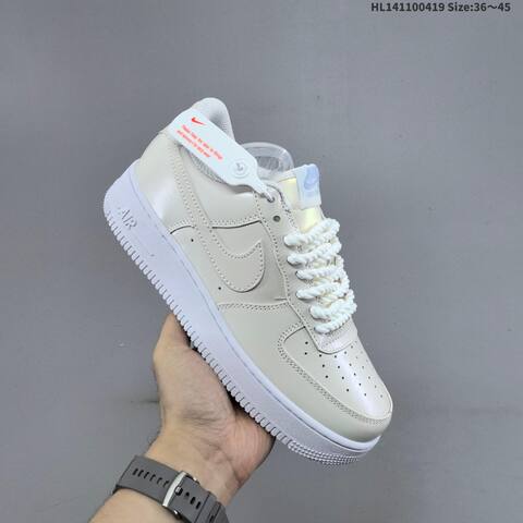 Nike Air Force 1 07 Low Light Beige White Light Blue EU 36-45 Sneaker - Unisex (BS-60645)