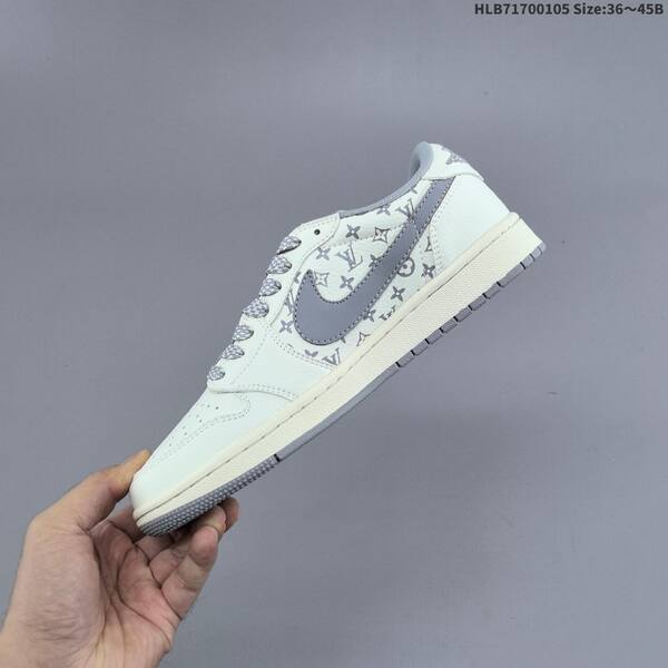 Nike Air Jordan 1 Low Travis Scott x Louis Vuitton DIY white gray cream 36 45 lifestyle
