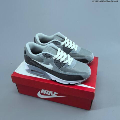 Nike Air Max 90 Cream Beige White Grey Dark Grey White EU 36-45 Running Shoe - Unisex (BS-61747)